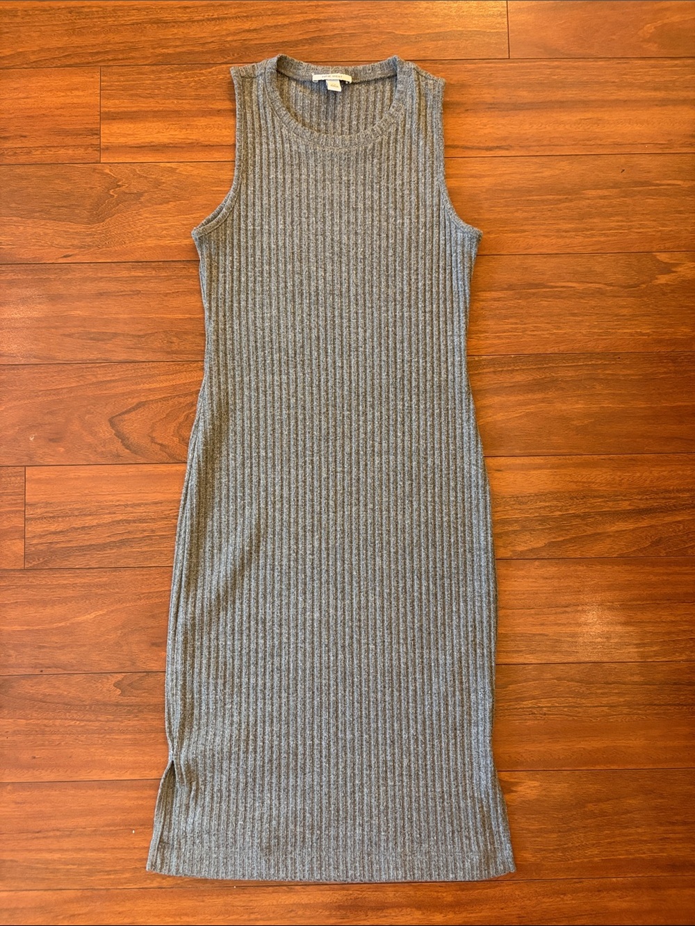 Nine West Gray Ribbed Sleeveless Midi Body-con Dress
